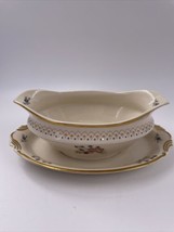 Coventry by Syracuse Gravy Boat w/Underplate Old Ivory Multi-Color Flower GOLD  - £23.73 GBP