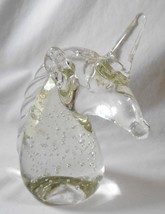 Vintage Unicorn Figurine Controlled Bubble Art Glass Paperweight, 5-1/2&quot;... - £13.37 GBP