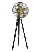 Handmade Floor Fan Antique Black Royal Navy Fan W/Wooden Tripod Stand Ho... - £157.31 GBP