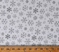 Cotton Snowflakes Winter Christmas Holidays White Fabric Print By Yard D508.73 - £27.17 GBP