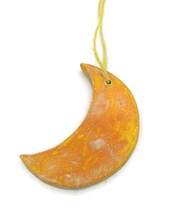 Orange Handmade Ceramic Moon Wall Hanging, Artisan Nursery Wall Decor Ne... - £17.40 GBP