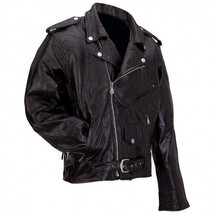 Diamond Plate Genuine Buffalo Leather Motorcycle Jacket Epaulets Snap Down Colla - £62.35 GBP+