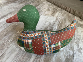 Vintage Patchwork Fabric Duck Weighted Doorstop - £14.35 GBP