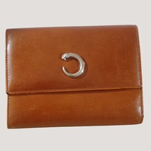 Cartier Brown Leather Wallet Vintage Silver Logo Trifold Accent Fair Poor - $97.61