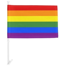 Rainbow Pride 12X18 Inch 12&quot; x 18&quot; Car Flag With Heavy Duty Bracket LGBT... - $6.24