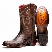 DENVER Genuine Ostrich Leg Skin Cowboy Boot from the Western CollectionClear Bro image 3