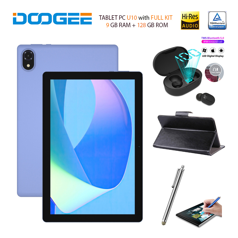 New DOOGEE U10 10.1 in Tablet 9GB+128GB/TF 1TB 5060mAh Android 13 Tablet  Wi-Fi 6
