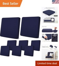 Elastic Navy Patio Cushion Covers - 8Pcs Soft Waterproof Furniture Prote... - $915.41 MXN