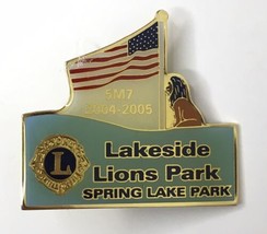 Lakeside Lions Park Spring Lake Minnesota 5M7 Lions Club Pin USA Flag 2004 2005 - £8.71 GBP