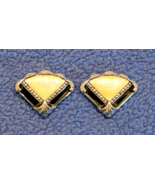Avon Pierced FAN EARRINGS Black &amp; Pearlized Faux MARCASITE Nickel Free V... - €15,32 EUR