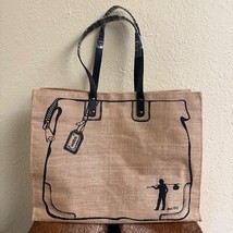 NEW Hobo International Leather Straps Large Jute Carryall Tote Bag Light... - $732.81 MXN