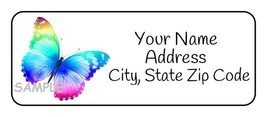 30 Butterfly address labels stickers tags favor gift rainbow Personalized - £9.43 GBP