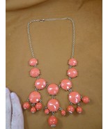 vn-11 vintage coral colored glass cab gold tone necklace costume jewelry... - $83.29 CAD