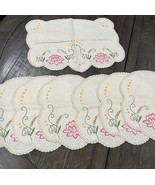 Vintage Table Runner Placemat Doily Set 1950’s-60’s Hand stitched Floral... - €34,10 EUR
