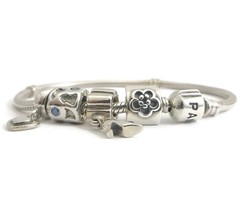 Pandora Sterling Silver Charm Bracelet with 4 Silver Pandora Charms, 26.27 Grams - £155.87 GBP