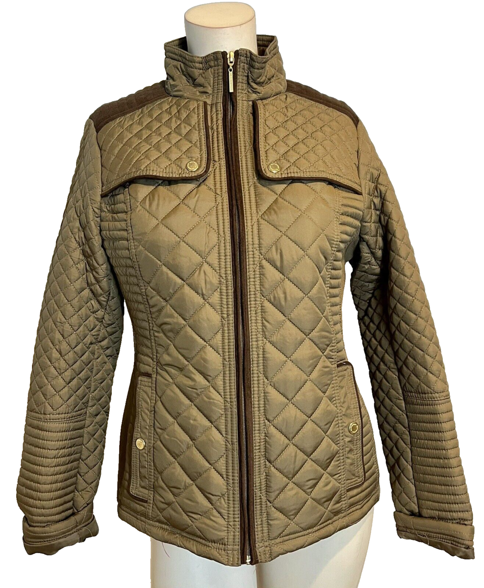Weatherproof Brown Quilted Zip Front High Collar Lined Jacket Size S - $28.49