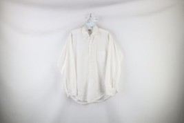 Vintage 70s Streetwear Mens XL Combed Cotton Collared Button Shirt White USA - £43.38 GBP