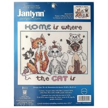 Janlynn Counted Cross Stitch Kit Home Is Where The Cat Is Orange Tabby Siamese - £11.66 GBP