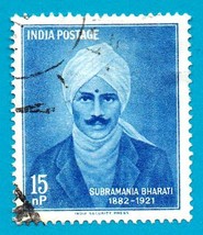 Used India Postage Stamp (1960) 15np Poet Subramania Bharati Scott #331 - £1.57 GBP