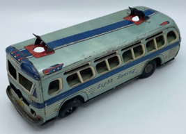 Vintage 1950&#39;s Yonezawa Express Sightseeing Bus Tin Litho Friction Toy C... - $47.49