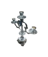 3 Branch Vintage Carved Brass Candlestick Holder. Tealight Solid Brass C... - $88.90 CAD