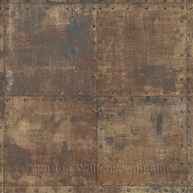 Steel Plate Tile Wallpaper Metallic Gold Brown Norwall Wallcovering LL36228 - $39.66