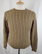 Vintage Lands End Sweater Women&#39;s Medium Cotton Cable Knit Pullover Hong... - $18.99