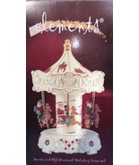Elements Porcelain Santa &amp; Elves Musical Holiday Carousel Plays Jingle B... - £18.32 GBP