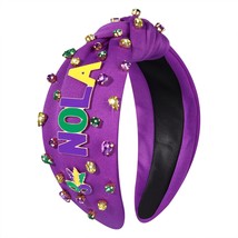 Mardi Gras Knotted Headband for Women Mask NOLA Mardi Gras Headband Purple Green - £30.06 GBP
