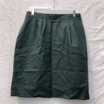 Sag Harbor Petite Size 14 Dark Green Pleated Pencil Skirt 100% Wool Vintage - £23.35 GBP