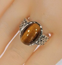 Ladies Sterling Silver Tiger Eye Ring Sz 8.25 - $170.38