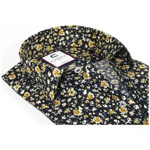Men's Shirt By CASILA Turkey Cotton Blend Long Sleeves 501570-03 Black Floral image 2