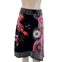 DESIGUAL Women&#39;s Patchwork Skirt Multicolor Boho Cotton Viscose Blend Si... - £20.86 GBP