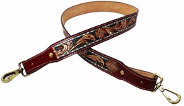 1 1/2&quot; Wide Western Handcrafted Floral Tooled Full-Grain Leather Black I... - $39.59