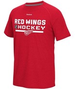 Reebok Mens Detroit Red Wings Short Sleeve Red Center Ice Rush T-Shirt R... - £14.78 GBP