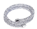 Double Lap Shimmering Rhinestones Wrap Bracelet - New - Silver - $16.99