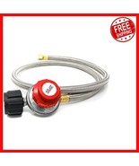 Durable 0-20 PSI Propane Regulator &amp; 4ft Steel Braided Hose - Safe Opera... - $42.68 CAD