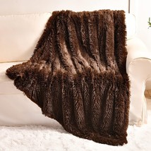 Brown Faux Fur Throw Blanket - £21.79 GBP