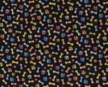 Cotton Dogs Puppies Pets Animals Black Fabric Print by Yard D760.53 - $12.95