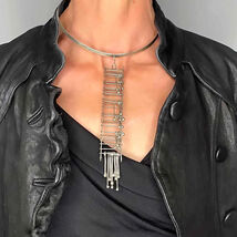 OOAK ! HUGE Long Kinetic Silver Pendant Necklace 1970s - $23,688.94 MXN
