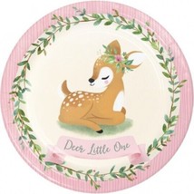 Deer Little One 9 Inch Paper Plates 8 Pack Girls Party Tableware Decorat... - $10.99
