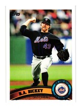 2011 Topps Baseball R A Dickey 66 New York Mets Pitcher Card Collector - £2.35 GBP