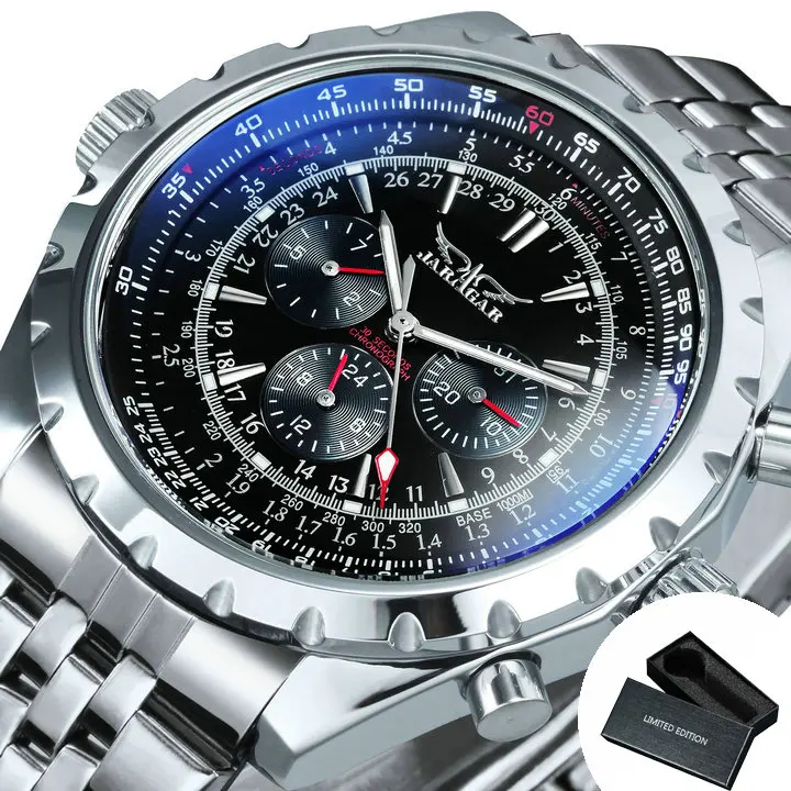 JARAGAR  Mens    Automatic  Watch for Men Mechanical   Steel Strap New - £105.31 GBP