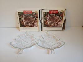 Clear Glass Christmas Tree Plate Candy Trinket Dish 7.5&quot; Set of 2 Holiday Decor - £7.58 GBP