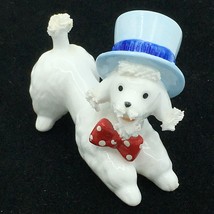 DAPPER DOG vintage spaghetti ceramic figurine - anthropomorphic top hat bow tie - £18.47 GBP