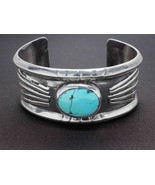 Ed Lovato Native American Kewa Pueblo Turquoise Sterling Silver Cuff Bra... - £137.04 GBP