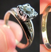 Estate Sale! 10k Solid Gold &amp; Sterling Ring Yellow Cz Band Size 5.5 Uncas 2g - £98.67 GBP