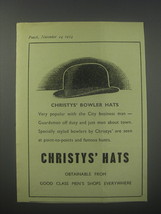1954 Christys&#39; Bowler Hats Ad - Christys&#39; bowler hats - $18.49