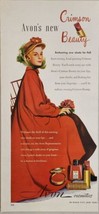 1948 Print Ad Avon Cosmetics New Crimson Beauty Makeup Lady in Red Radio... - $16.18