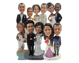 Custom Bobblehead Wedding &amp; Bridal Party, Bride &amp; Groom, Groomsmen &amp; Bridesmaids - £122.25 GBP